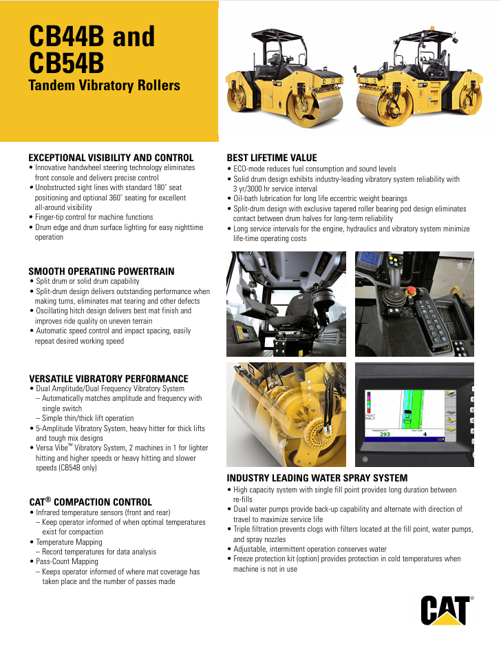 Cat CB44B Specs Sheet