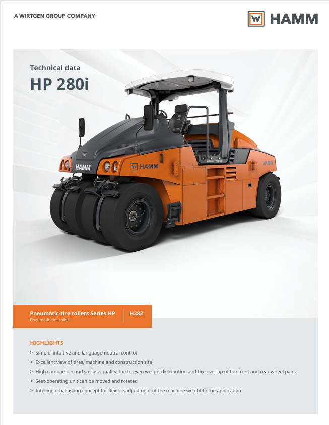 Hamm GRW280 Specs Sheet