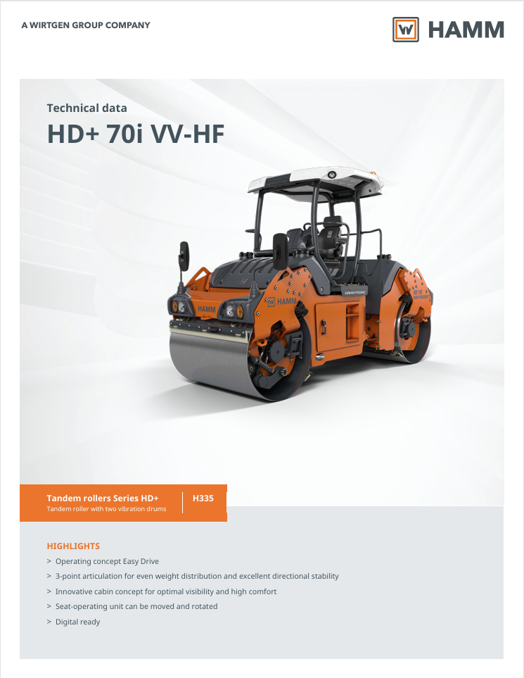 HAMM HD+70i Specs Sheet
